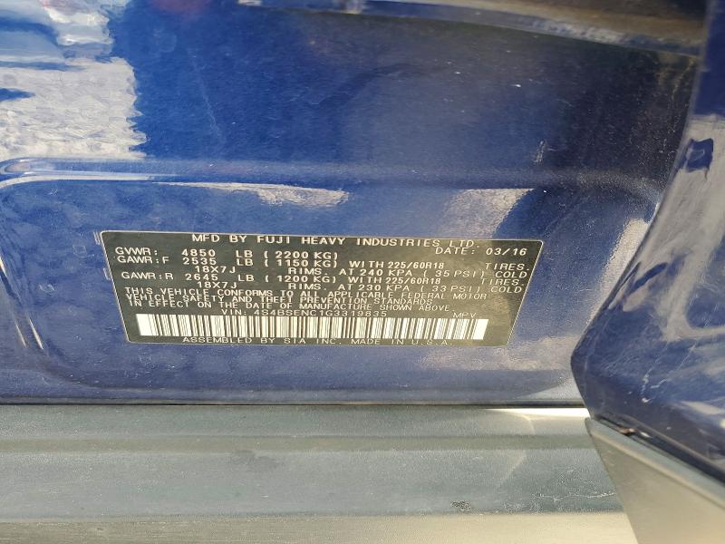 Aukcja sprzedaży 2016 Subaru Outback, vin: 4S4BSENC1G3319835, numer aukcji: 50919616