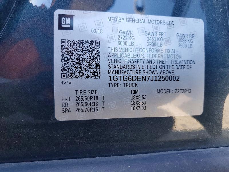 Aukcja sprzedaży 2018 Gmc Canyon, vin: 1GTG6DEN7J1250002, numer aukcji: 50185676