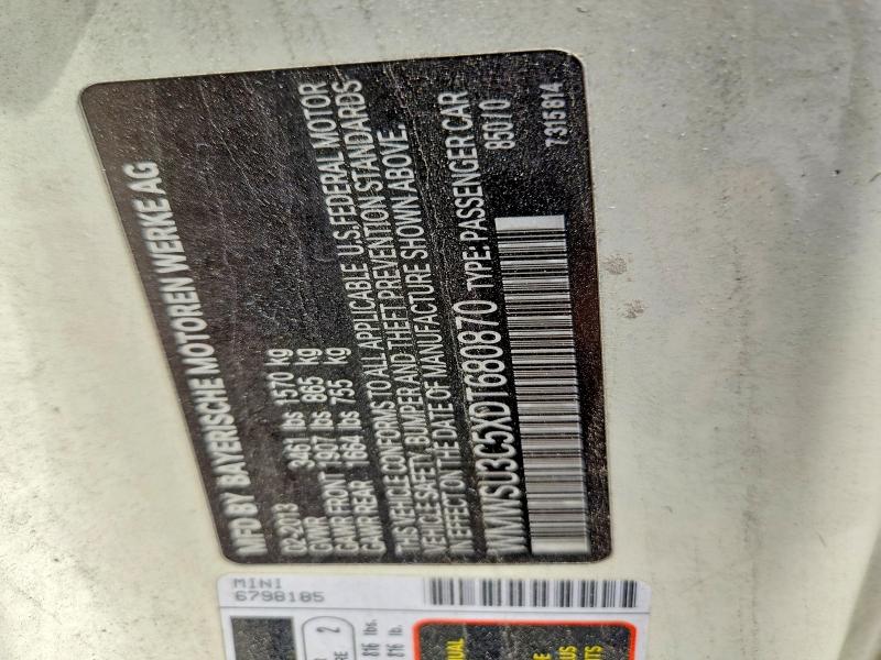 Продажа на аукционе авто 2013 Mini Cooper, vin: WMWSU3C5XDT680870, номер лота: 50834126