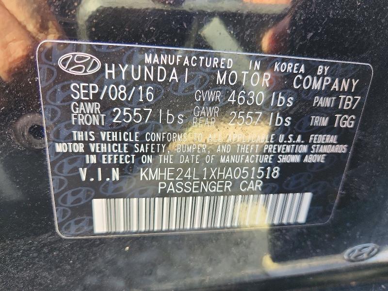 Продажа на аукционе авто 2017 Hyundai Sonata Hybrid, vin: KMHE24L1XHA051518, номер лота: 51179816