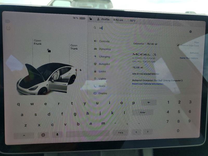 48801906 :رقم المزاد ، 5YJ3E1EB2MF855157 vin ، 2021 Tesla Model 3 مزاد بيع