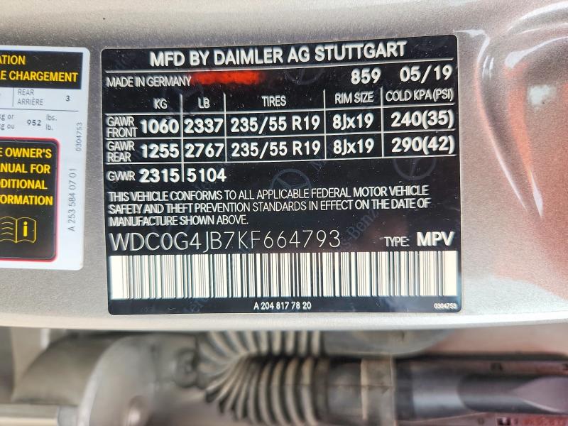 Продаж на аукціоні авто 2019 Mercedes-benz Glc, vin: WDC0G4JB7KF664793, номер лоту: 50738176