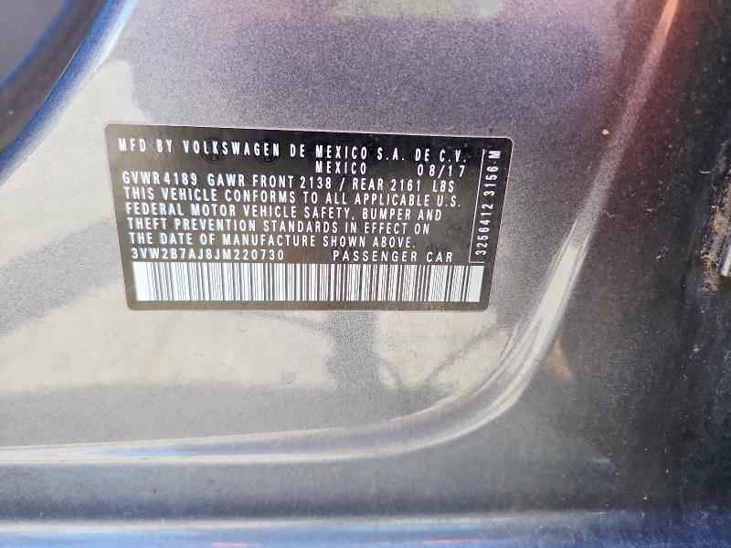 Aukcja sprzedaży 2018 Volkswagen Jetta, vin: 3VW2B7AJ8JM220730, numer aukcji: 51839216
