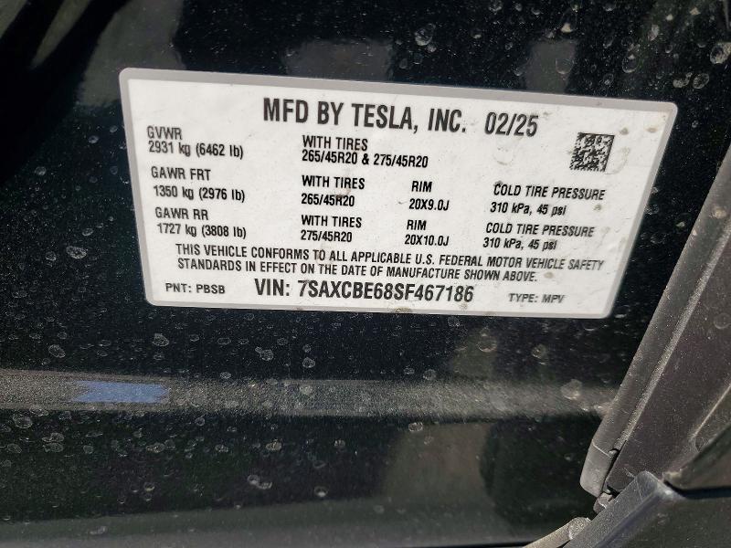 Продаж на аукціоні авто 2025 Tesla Model X, vin: 7SAXCBE68SF467186, номер лоту: 47746056