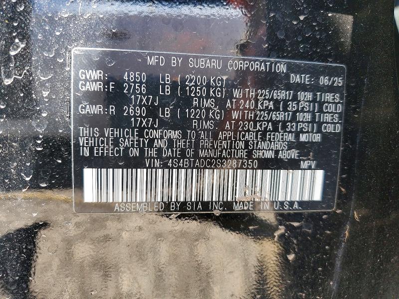 50413676 :رقم المزاد ، 4S4BTADC2S3287350 vin ، 2025 Subaru Outback مزاد بيع