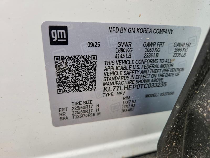 49547476 :رقم المزاد ، KL77LHEP0TC033235 vin ، 2026 Chevrolet Trax مزاد بيع