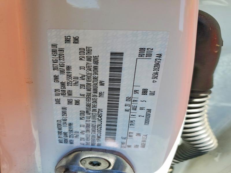 2020 Ford Escape მანქანა იყიდება აუქციონზე, vin: 1FMCU0DZ8LUC45731, აუქციონის ნომერი: 50632476