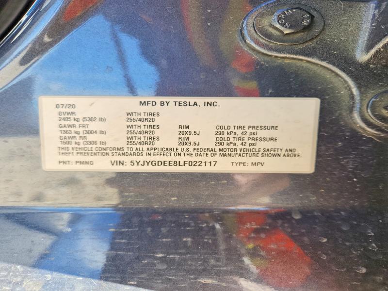 Aukcja sprzedaży 2020 Tesla Model Y, vin: 5YJYGDEE8LF022117, numer aukcji: 48386786
