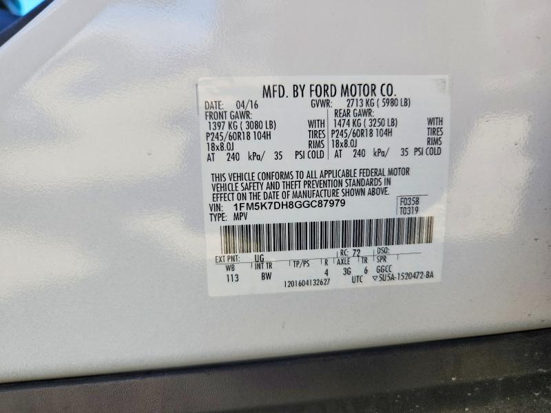 Aukcja sprzedaży 2016 Ford Explorer, vin: 1FM5K7DH8GGC87979, numer aukcji: 49899486