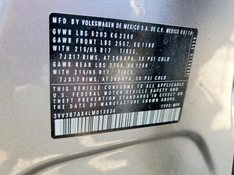 Продажа на аукционе авто 2020 Volkswagen Tiguan, vin: 3VV3B7AX4LM013834, номер лота: 48632596