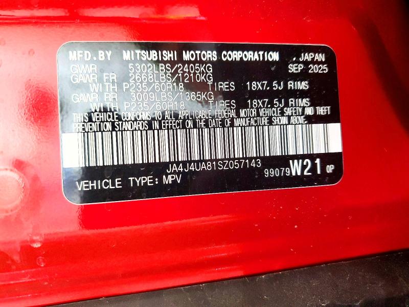 Продаж на аукціоні авто 2025 Mitsubishi Outlander, vin: JA4J4UA81SZ057143, номер лоту: 49727676