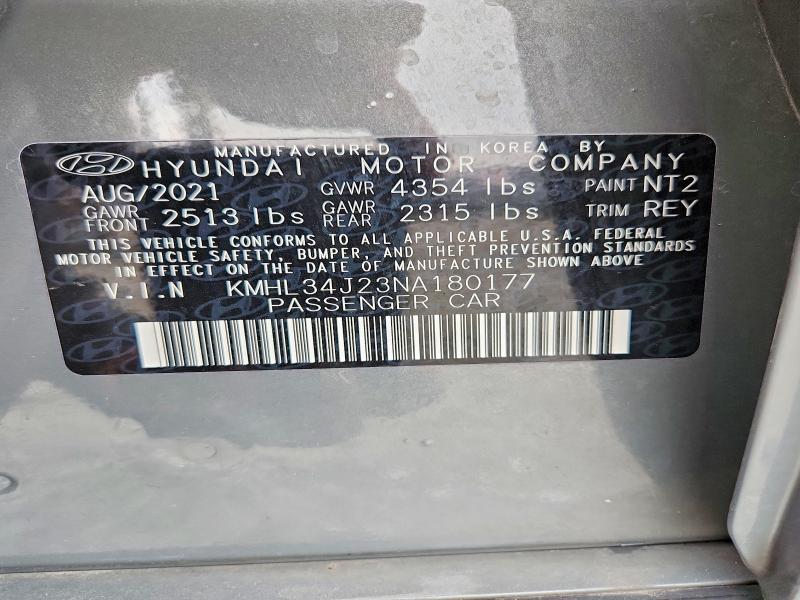 Aukcja sprzedaży 2022 Hyundai Sonata, vin: KMHL34J23NA180177, numer aukcji: 47610786