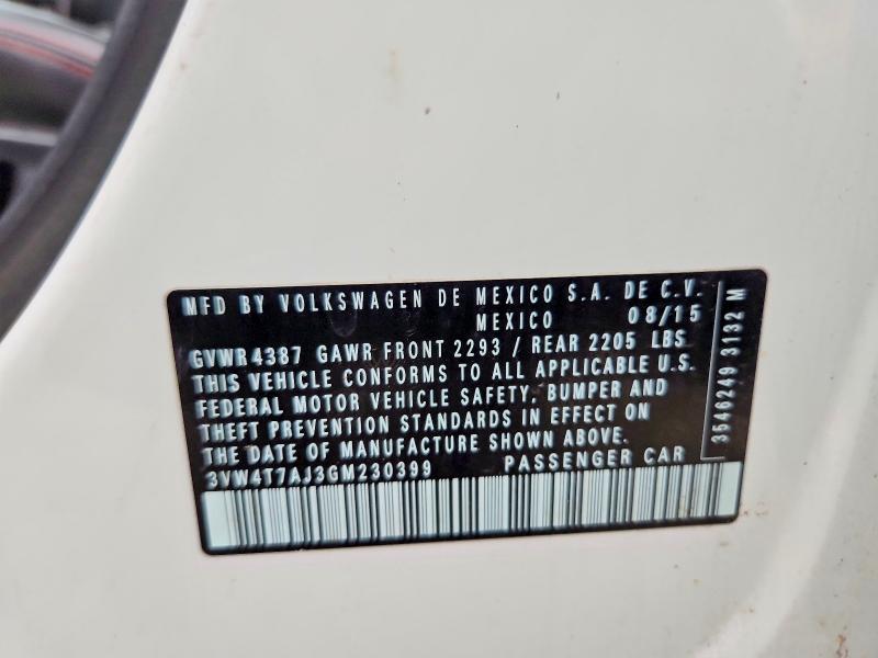 2016 Volkswagen Cc მანქანა იყიდება აუქციონზე, vin: 3VW4T7AJ3GM230399, აუქციონის ნომერი: 48927176