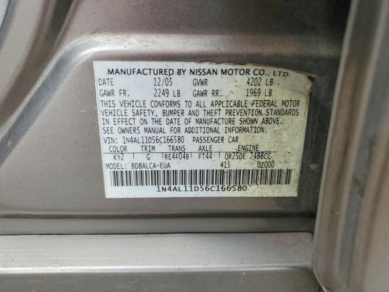 Продаж на аукціоні авто 2006 Nissan Altima, vin: 1N4AL11D56C166580, номер лоту: 50186846