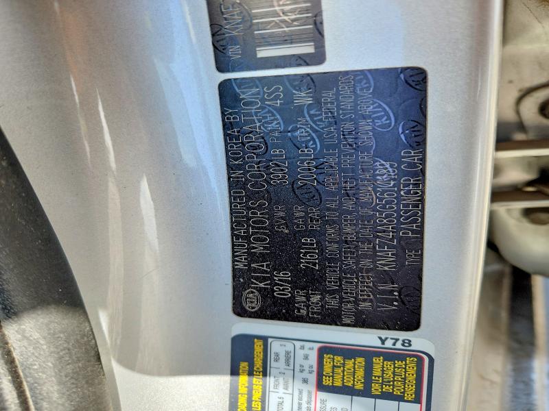 48713976 :رقم المزاد ، KNAFZ4A85G5614189 vin ، 2016 Kia Forte مزاد بيع