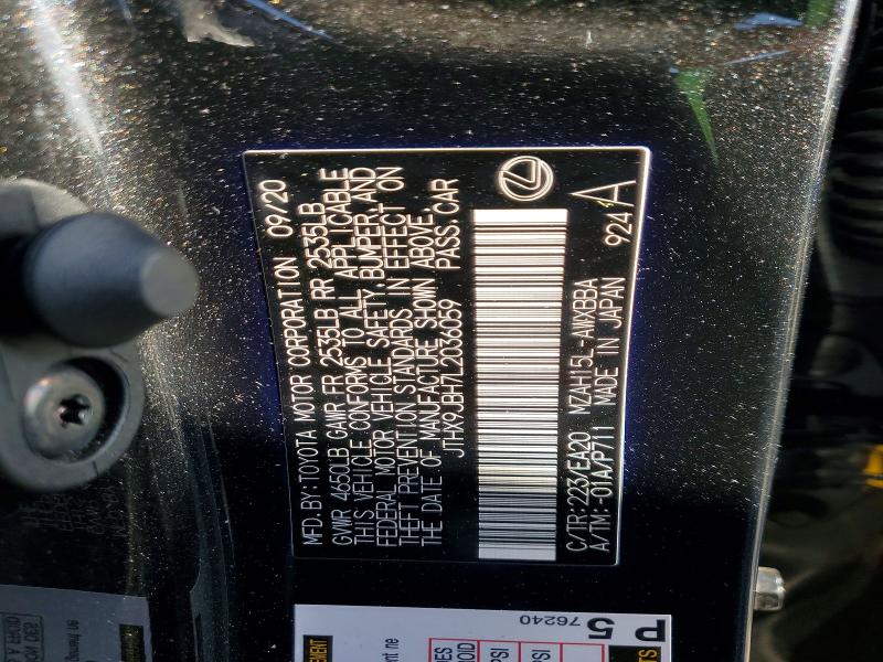 Aukcja sprzedaży 2020 Lexus Ux, vin: JTHX9JBH7L2036059, numer aukcji: 51983476