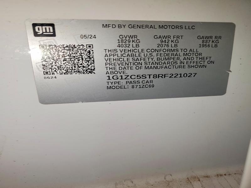Aukcja sprzedaży 2024 Chevrolet Malibu, vin: 1G1ZC5ST8RF221027, numer aukcji: 48922336
