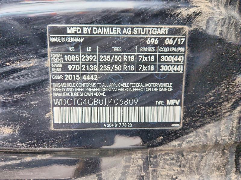 Продажа на аукционе авто 2018 Mercedes-benz Gla, vin: WDCTG4GB0JJ406809, номер лота: 47808796