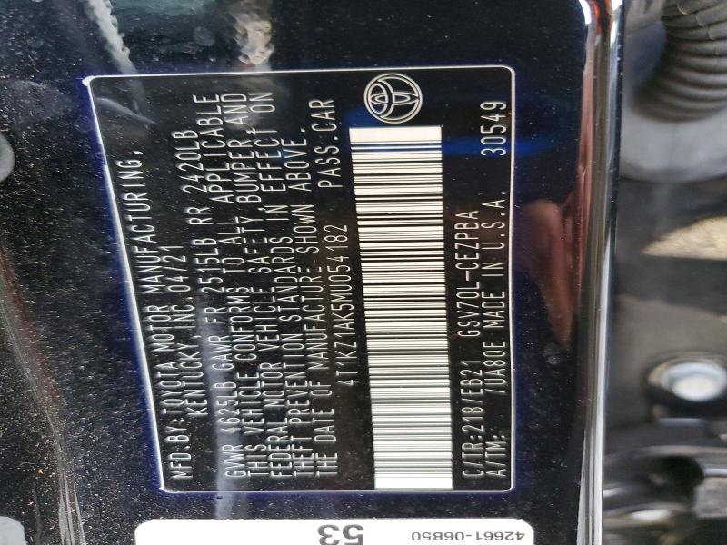 48284086 :رقم المزاد ، 4T1KZ1AK5MU054182 vin ، 2021 Toyota Camry مزاد بيع