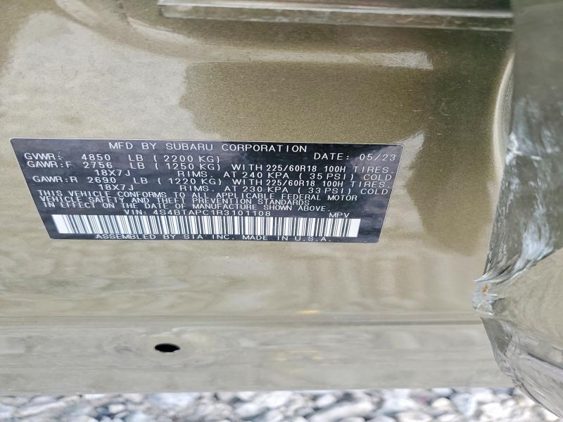 Продаж на аукціоні авто 2024 Subaru Outback, vin: 4S4BTAPC1R3101108, номер лоту: 50749656