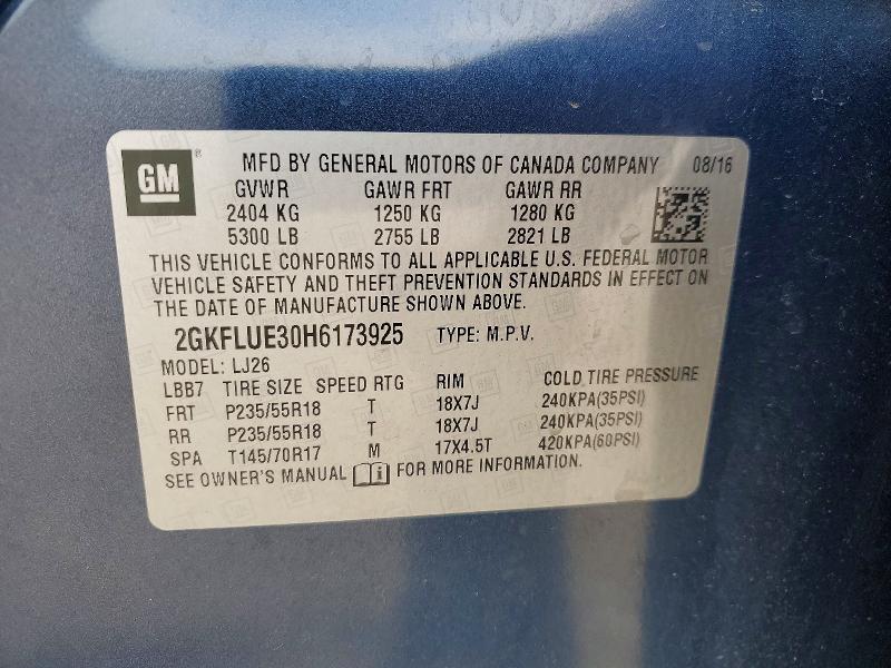 Продаж на аукціоні авто 2017 Gmc Terrain, vin: 2GKFLUE30H6173925, номер лоту: 49724546