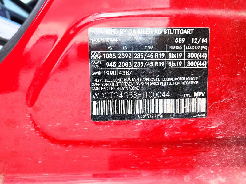 Продажа на аукционе авто 2015 Mercedes-benz Gla, vin: WDCTG4GB8FJ100044, номер лота: 49484926