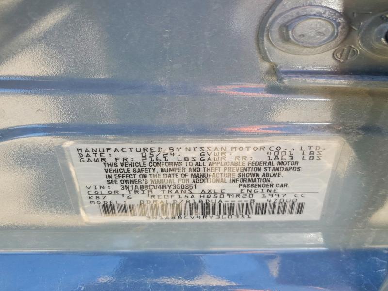 2024 Nissan Sentra მანქანა იყიდება აუქციონზე, vin: 3N1AB8CV4RY360351, აუქციონის ნომერი: 50981576