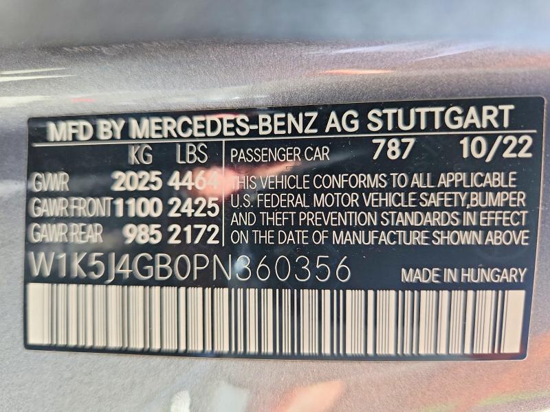 2023 Mercedes-benz Cla მანქანა იყიდება აუქციონზე, vin: W1K5J4GB0PN360356, აუქციონის ნომერი: 51859936