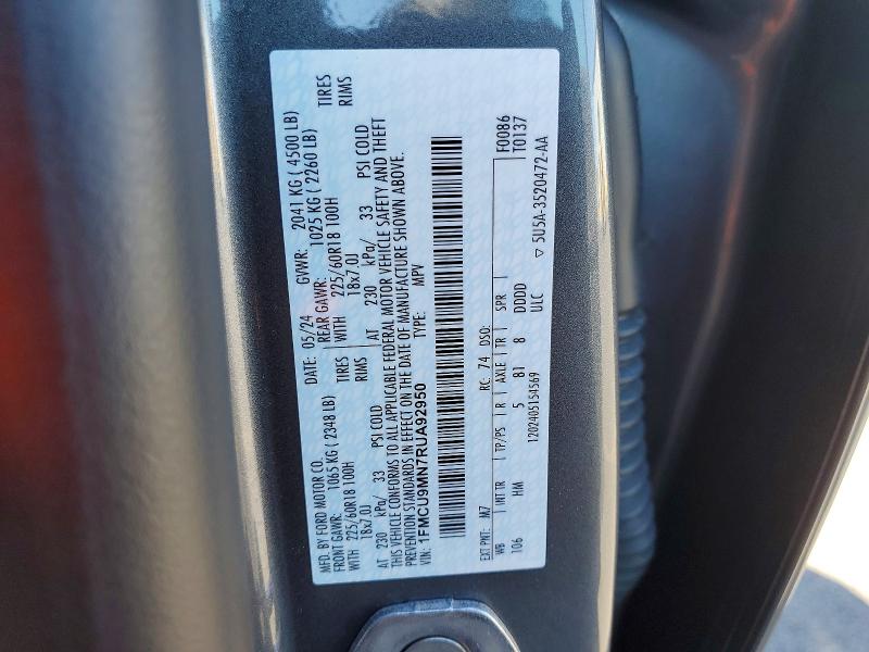 2024 Ford Escape მანქანა იყიდება აუქციონზე, vin: 1FMCU9MN7RUA92950, აუქციონის ნომერი: 48924856