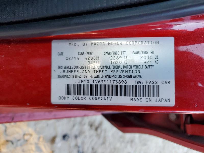 Продажа на аукционе авто 2015 Mazda 6, vin: JM1GJ1V63F1173898, номер лота: 50006306