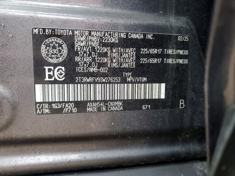 Aukcja sprzedaży 2025 Toyota Rav4 Hybrid, vin: 2T3RWRFV9SW276253, numer aukcji: 48333686
