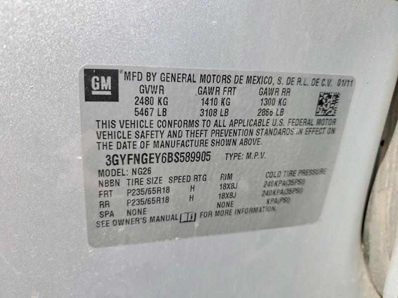 2011 Cadillac Srx მანქანა იყიდება აუქციონზე, vin: 3GYFNGEY6BS589905, აუქციონის ნომერი: 50698056