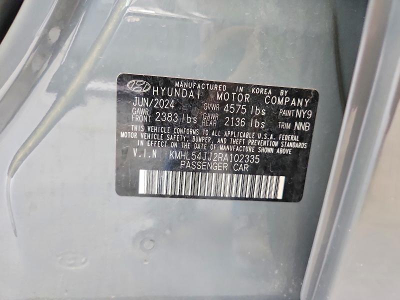 2024 Hyundai Sonata Hybrid მანქანა იყიდება აუქციონზე, vin: KMHL54JJ2RA102335, აუქციონის ნომერი: 50822136