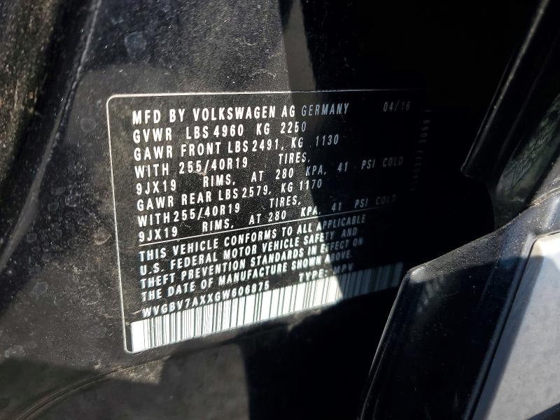 49873896 :رقم المزاد ، WVGBV7AXXGW606875 vin ، 2016 Volkswagen Tiguan مزاد بيع