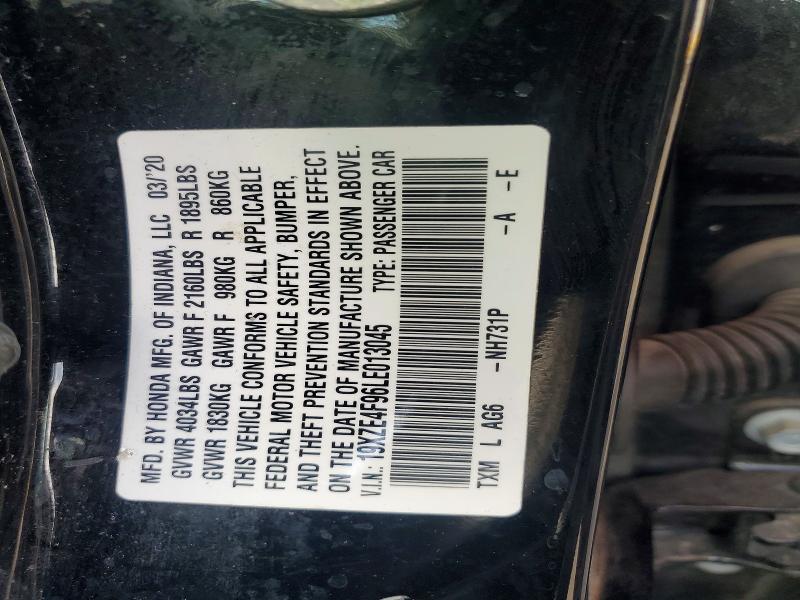 48816166 :رقم المزاد ، 19XZE4F96LE013045 vin ، 2020 Honda Insight مزاد بيع