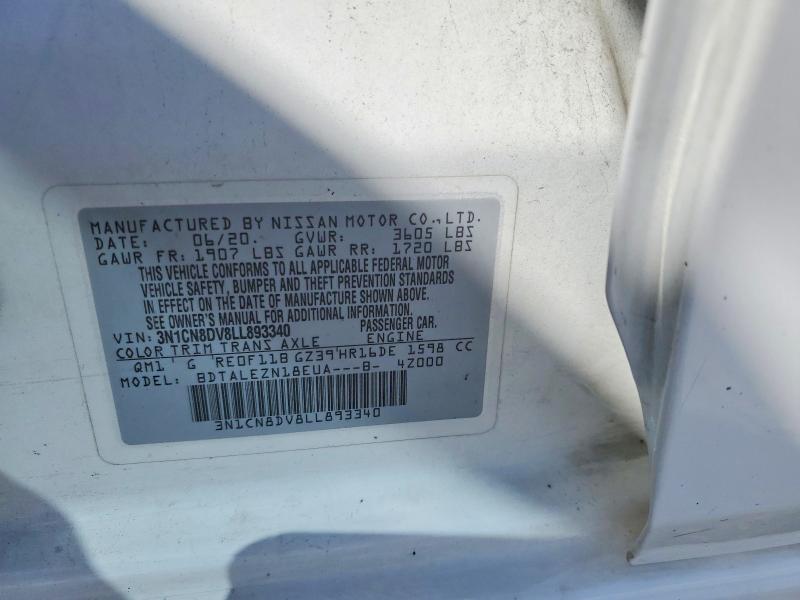 Aukcja sprzedaży 2020 Nissan Versa, vin: 3N1CN8DV8LL893340, numer aukcji: 51194146