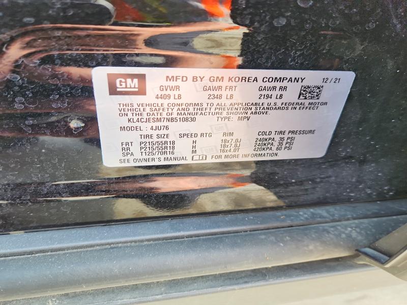 49081006 :رقم المزاد ، KL4CJESM7NB510830 vin ، 2022 Buick Encore مزاد بيع