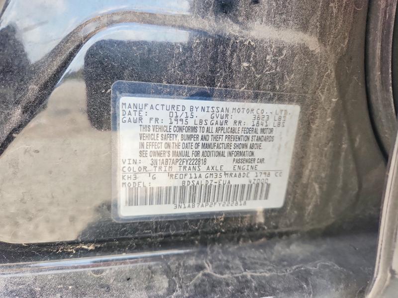 2015 Nissan Sentra მანქანა იყიდება აუქციონზე, vin: 3N1AB7AP2FY222818, აუქციონის ნომერი: 51192976