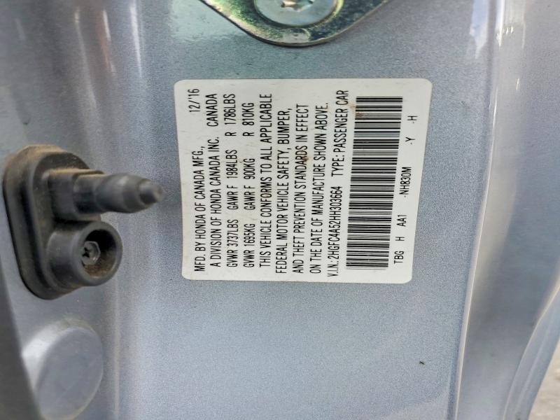 Продаж на аукціоні авто 2017 Honda Civic, vin: 2HGFC4A52HH303664, номер лоту: 51601326