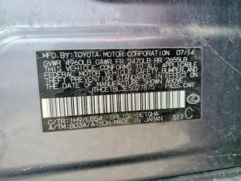 51828156 :رقم المزاد ، JTHCE1BL3E5027875 vin ، 2014 Lexus Gs مزاد بيع