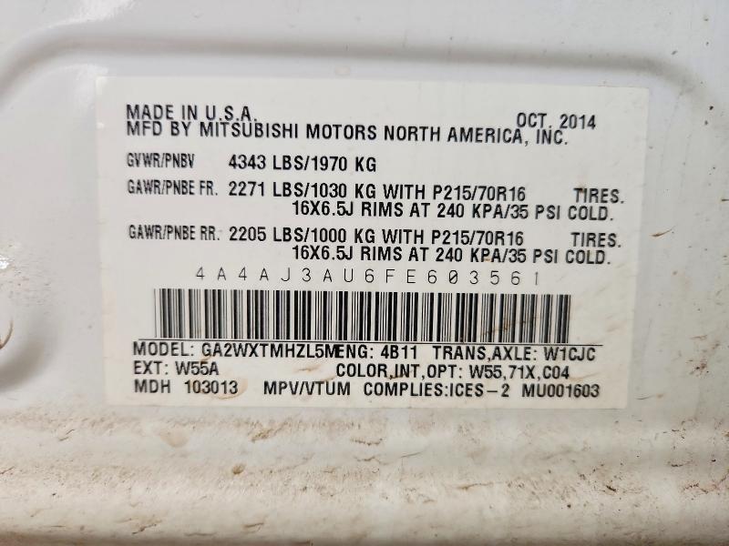 Aukcja sprzedaży 2015 Mitsubishi Rvr, vin: 4A4AJ3AU6FE603561, numer aukcji: 49599866