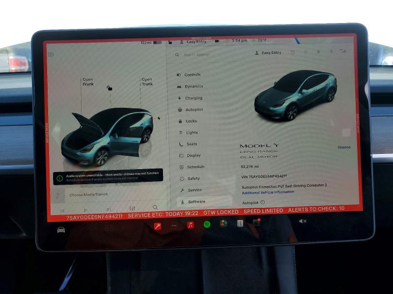 Aukcja sprzedaży 2022 Tesla Model Y, vin: 7SAYGDEE6NF494211, numer aukcji: 49658186