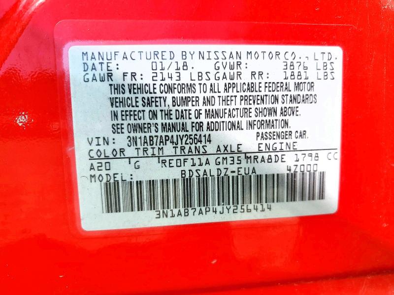 Продаж на аукціоні авто 2018 Nissan Sentra, vin: 3N1AB7AP4JY256414, номер лоту: 49646056