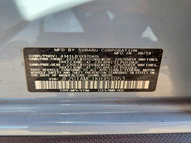 Продажа на аукционе авто 2019 Subaru Crosstrek, vin: JF2GTAMC1KH351053, номер лота: 50853126