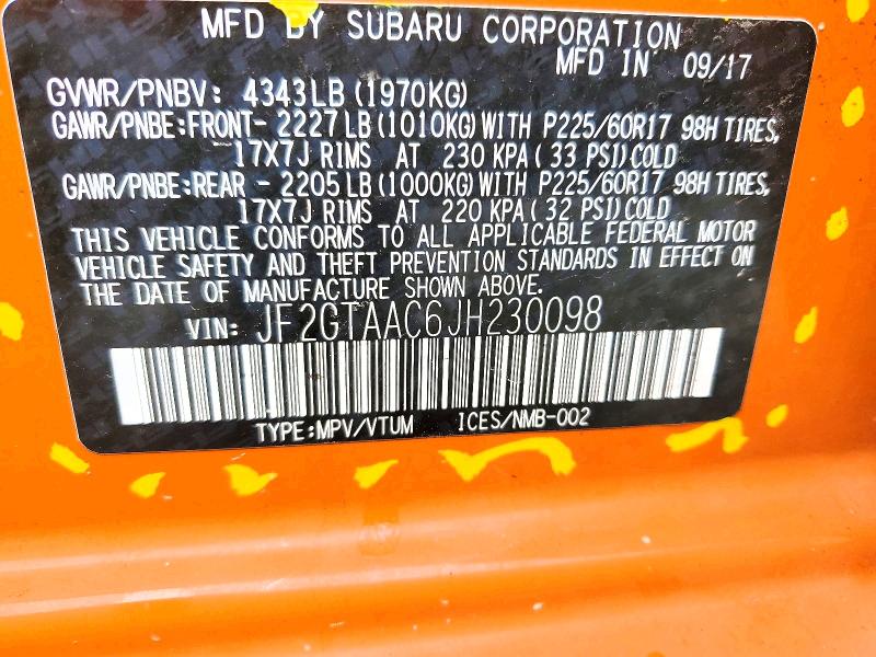 Продажа на аукционе авто 2018 Subaru Crosstrek, vin: JF2GTAAC6JH230098, номер лота: 47984676