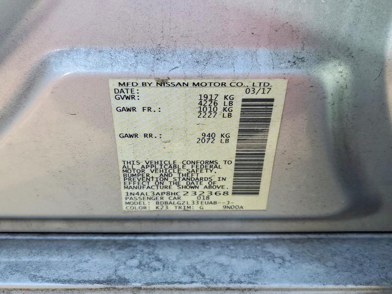 2017 Nissan Altima მანქანა იყიდება აუქციონზე, vin: 1N4AL3AP8HC232368, აუქციონის ნომერი: 49825756