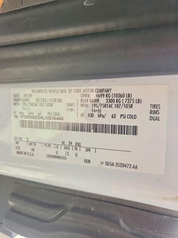 2020 Ford Transit მანქანა იყიდება აუქციონზე, vin: 1FDRS6ZG4LKB36446, აუქციონის ნომერი: 50320226