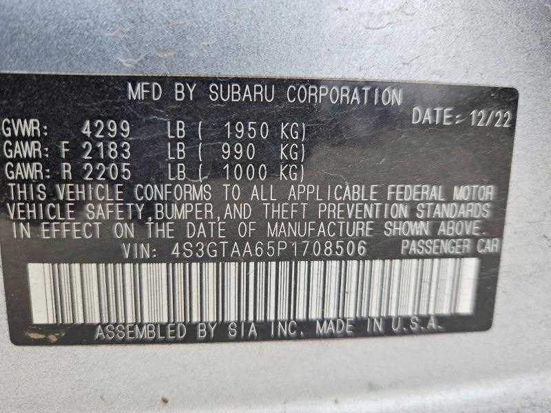 Aukcja sprzedaży 2023 Subaru Impreza, vin: 4S3GTAA65P1708506, numer aukcji: 51421916