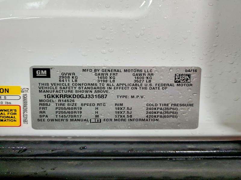 Продажа на аукционе авто 2016 Gmc Acadia, vin: 1GKKRRKD0GJ331687, номер лота: 48195446