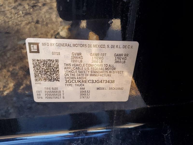 Продаж на аукціоні авто 2018 Chevrolet Silverado, vin: 3GCUKREC3JG473438, номер лоту: 51072906
